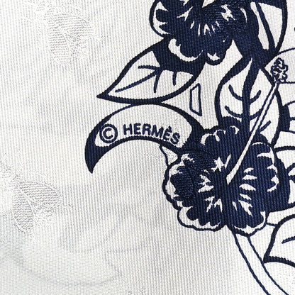 Hermes Silk Jungle Love Tattoo Scarf 90 White Bleu 4 of 5