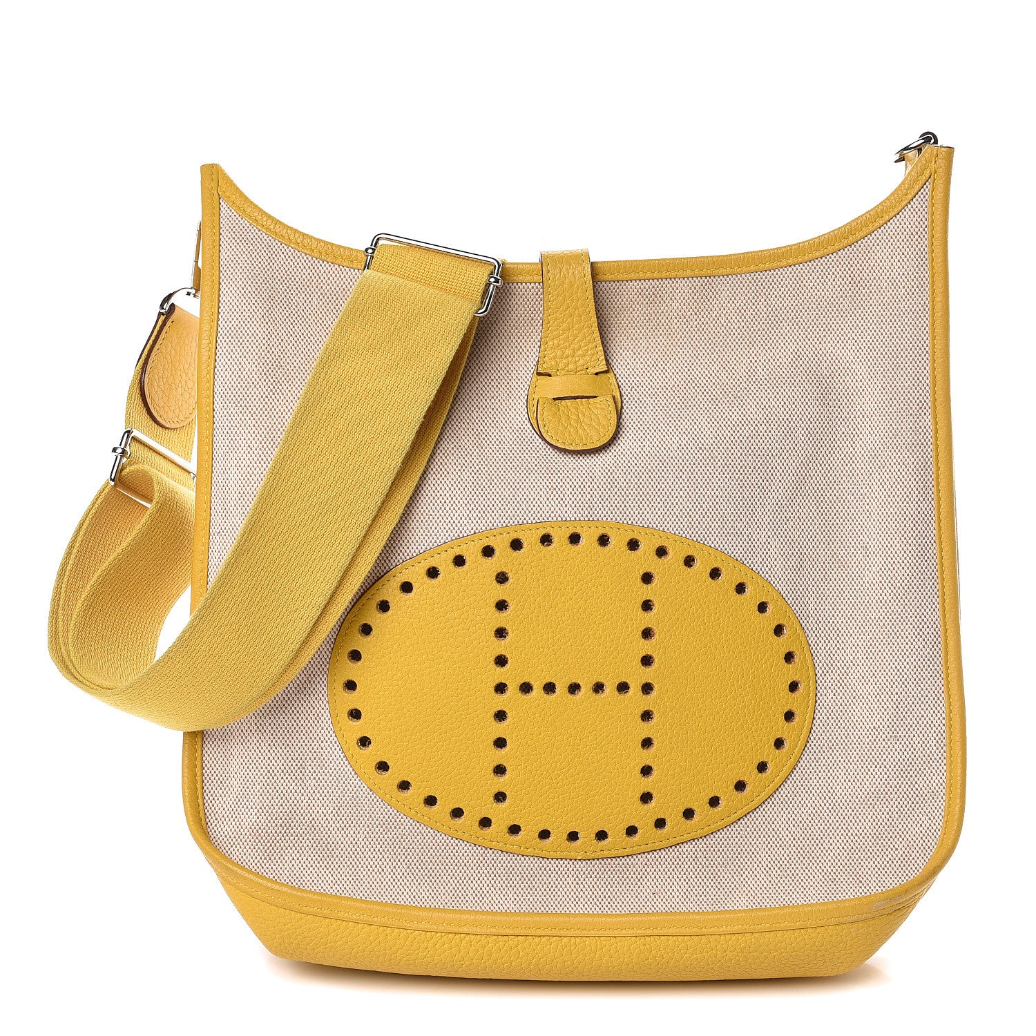 Hermes Toile Taurillon Clemence Evelyne III GM Jaune 1 of 9