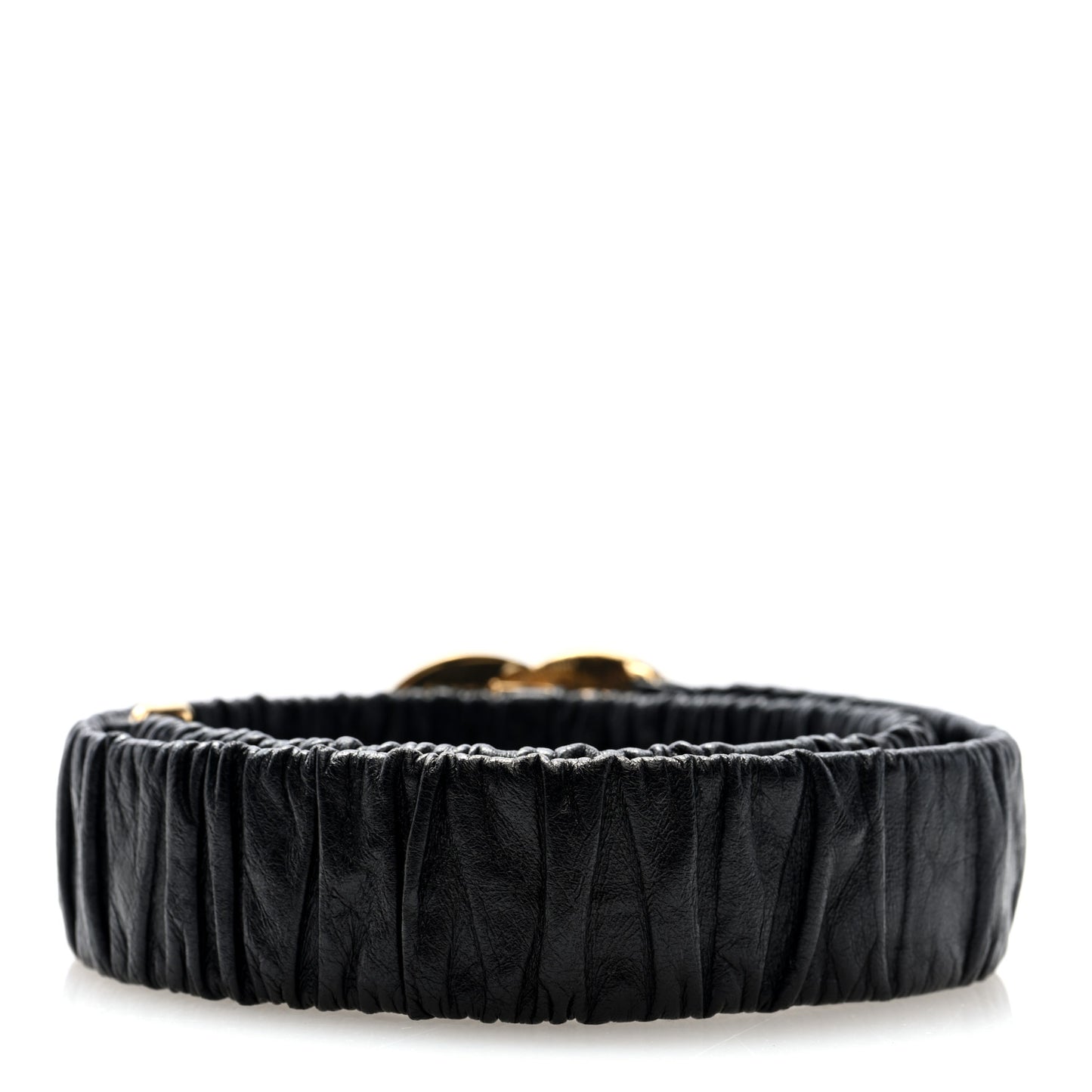 Lambskin Metal Ruched Chain CC 75 30 Belt Black