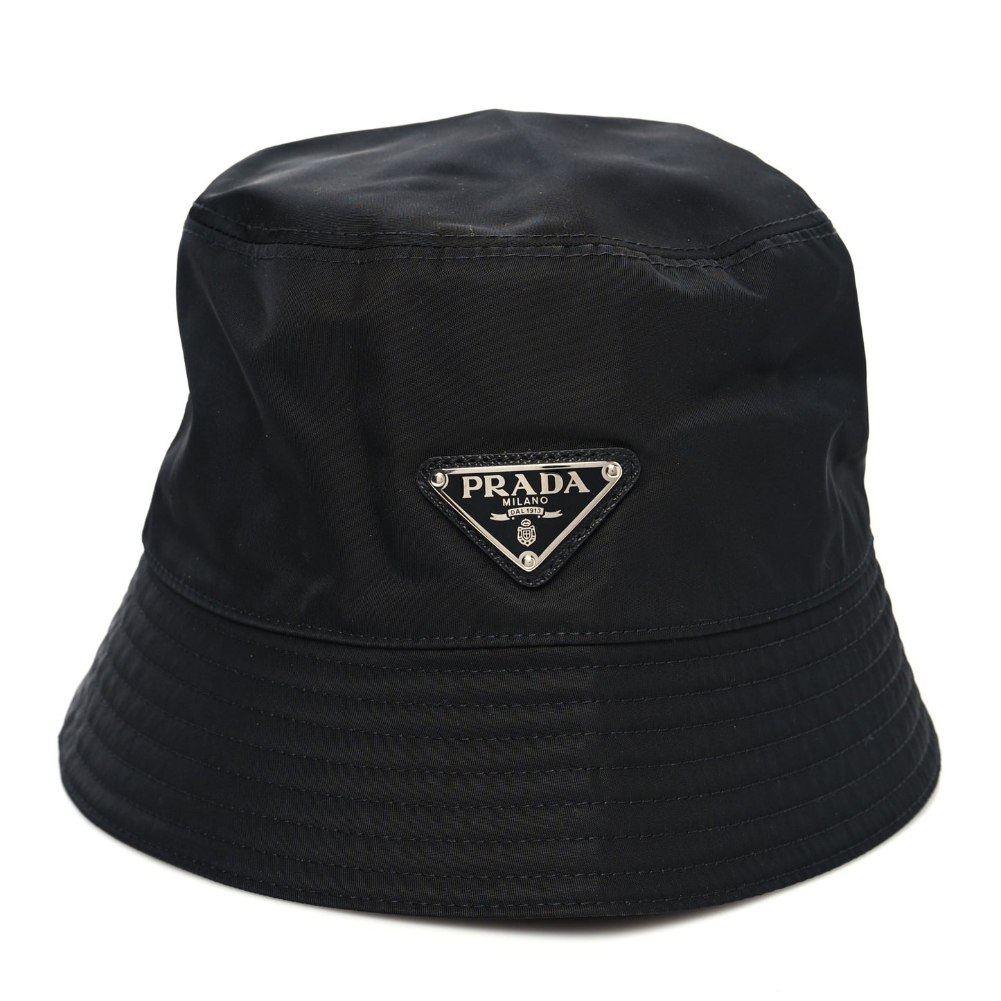 Re-Nylon Metal Triangle Logo Womens Bucket Hat S Black