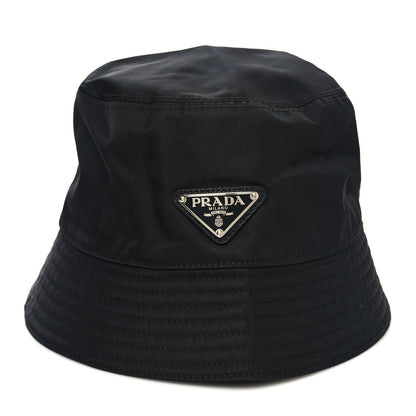 Prada Re-Nylon Metal Triangle Logo Womens Bucket Hat S Black 2 of 7