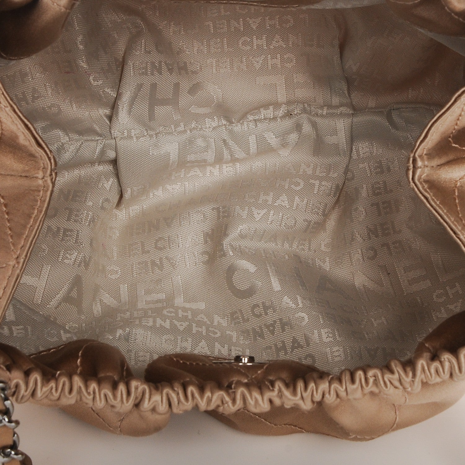 Chanel Satin Diamond Stitch Croissant Pochette Beige 5 of 7