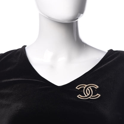 Chanel Crystal CC Brooch Light Gold 2 of 5