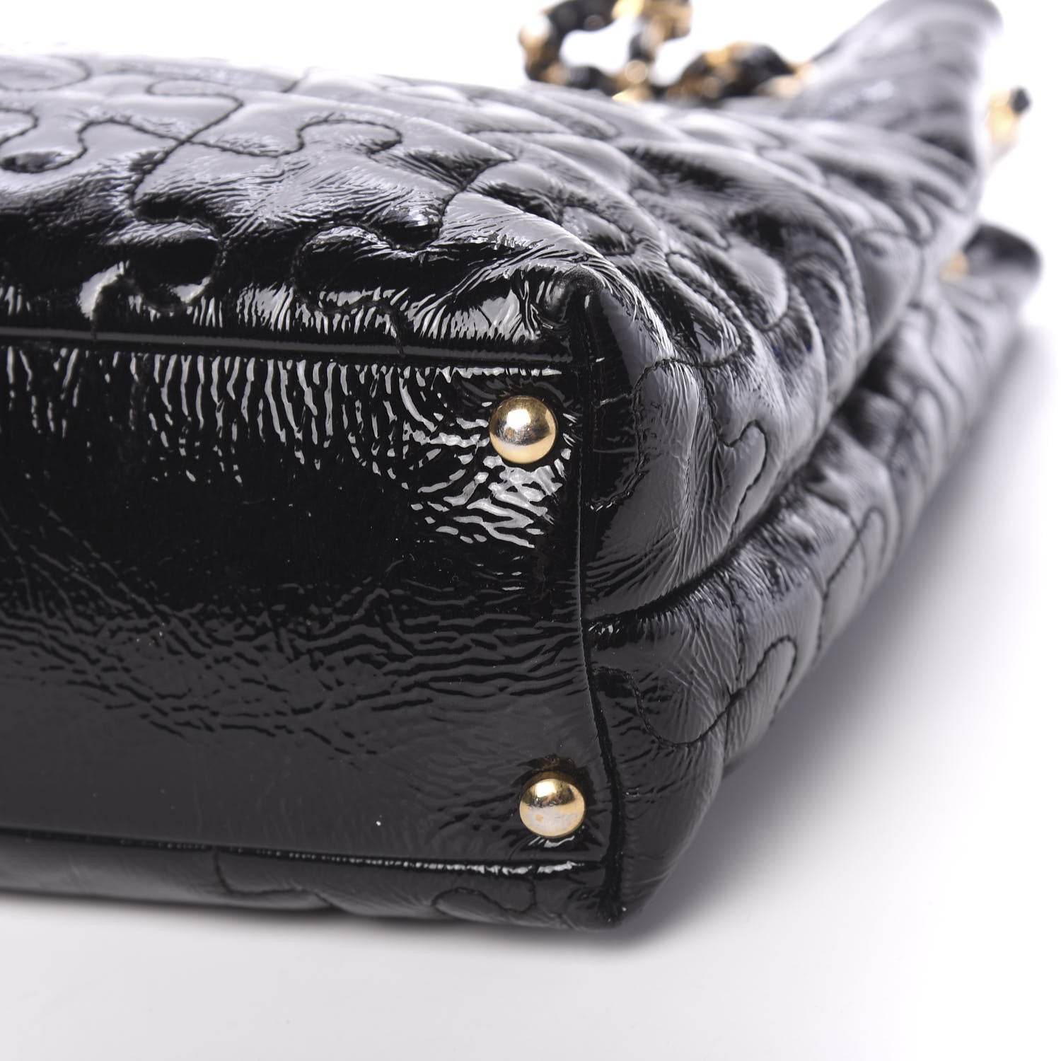 Chanel Crackled Patent Puzzle Tote Black 12 of 14