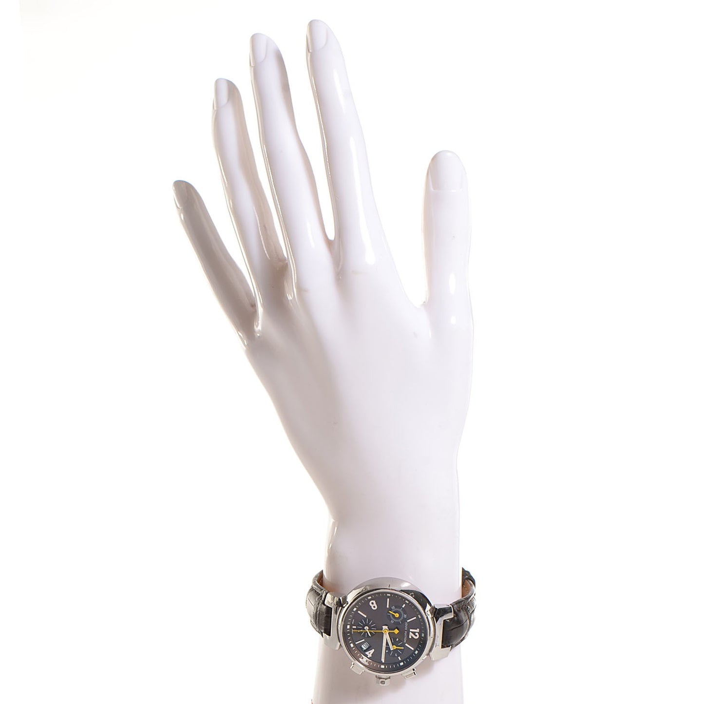 Stainless Steel Alligator 34mm Tambour Chronograph Quartz Watch Brown
