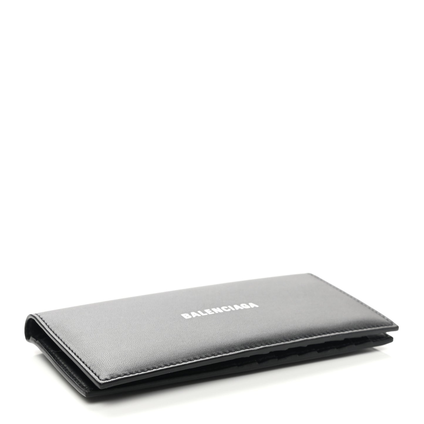 Calfskin Cash Vertical Long Wallet Black