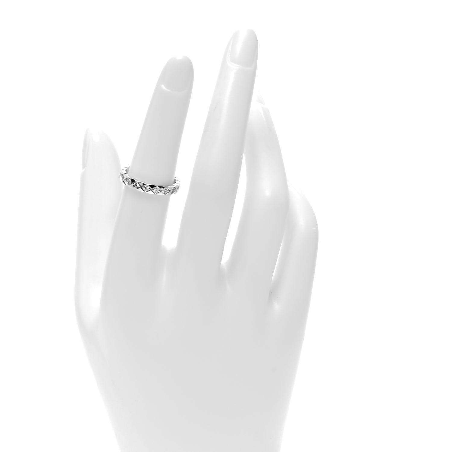 Chanel 18K White Gold Diamond Mini Coco Crush Ring 52 6 2 of 5