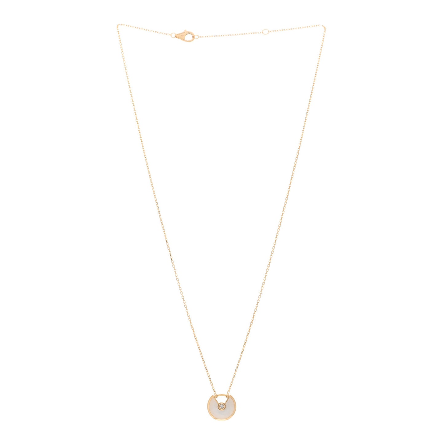 18K Yellow Gold Diamond Mother of Pearl XS Amulette de Cartier Pendant Necklace