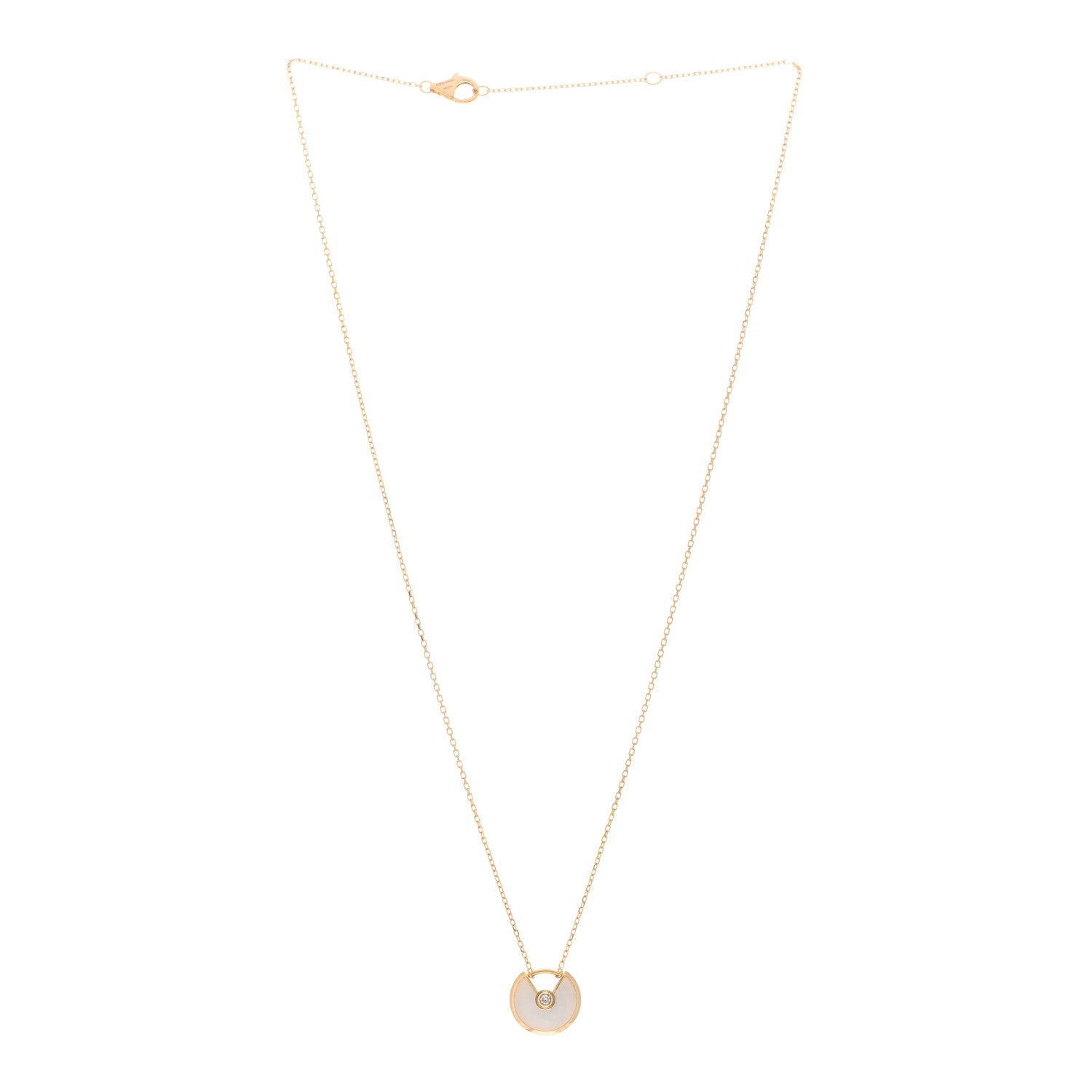 Cartier 18K Yellow Gold Diamond Mother of Pearl XS Amulette de Cartier Pendant Necklace 3 of 5