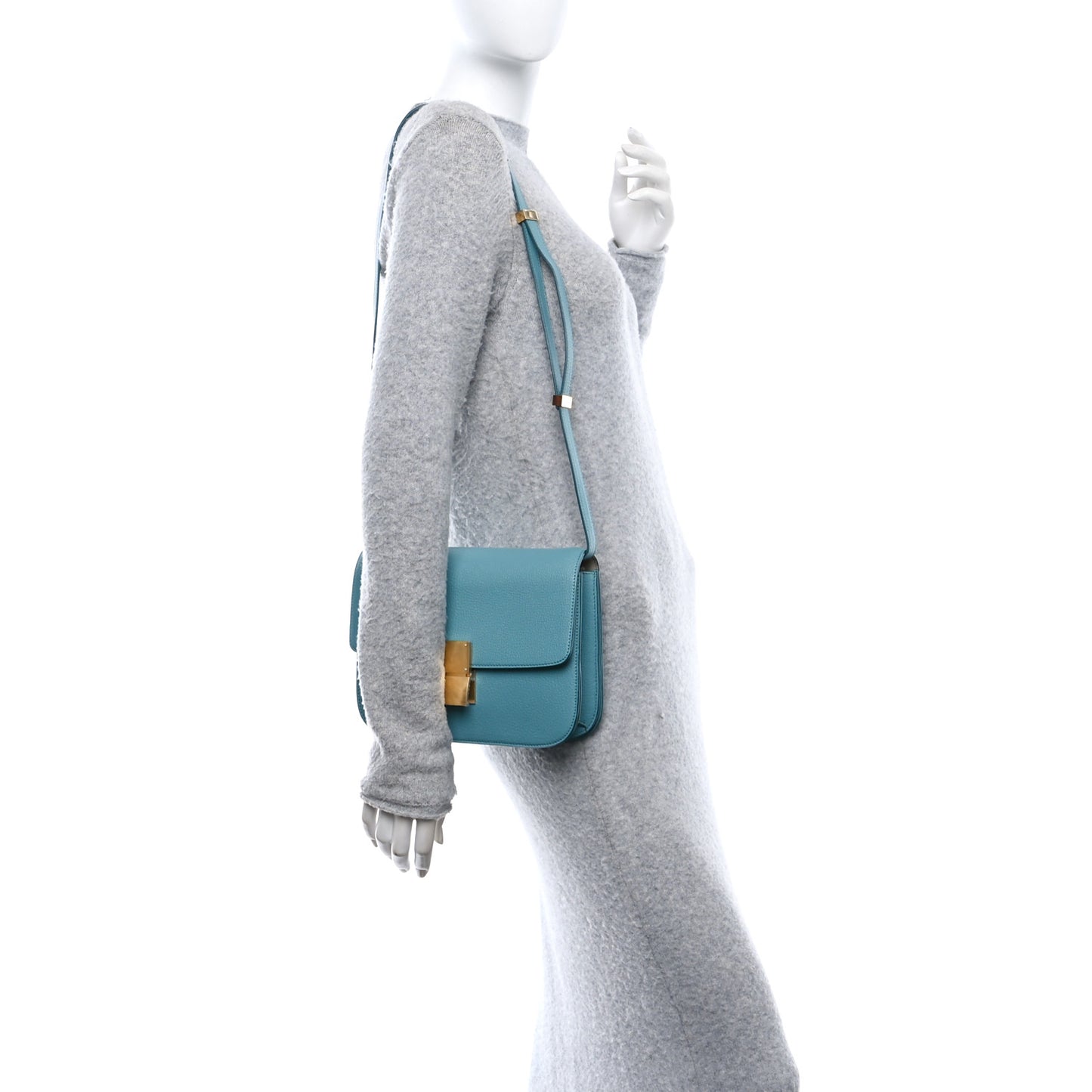 Goatskin Medium Classic Box Flap Bag Antarctic