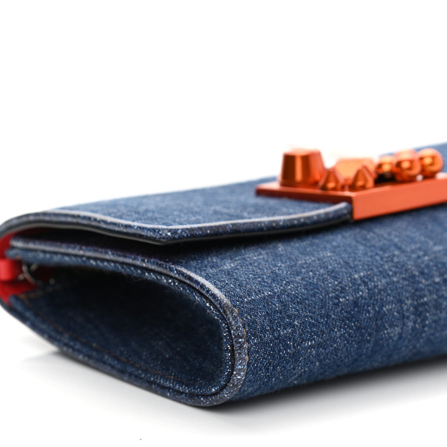 Christian Louboutin Denim Calfskin Studded Flap Carasky Clutch Blue 9 of 10