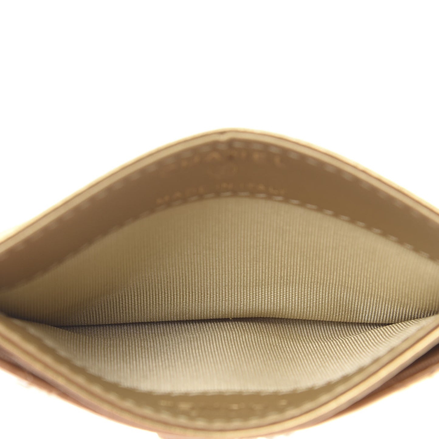 Aged Metallic Calfskin Pearl CC Quilted Card Holder Gold