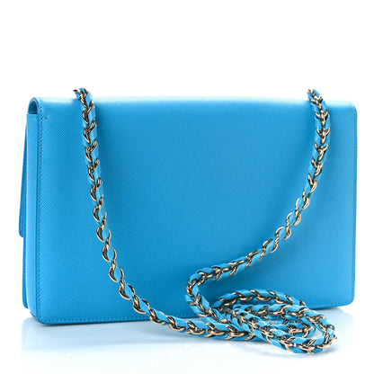 Salvatore Ferragamo Printed Calfskin Vara Bow Chain Flap Crossbody Blue 2 of 7