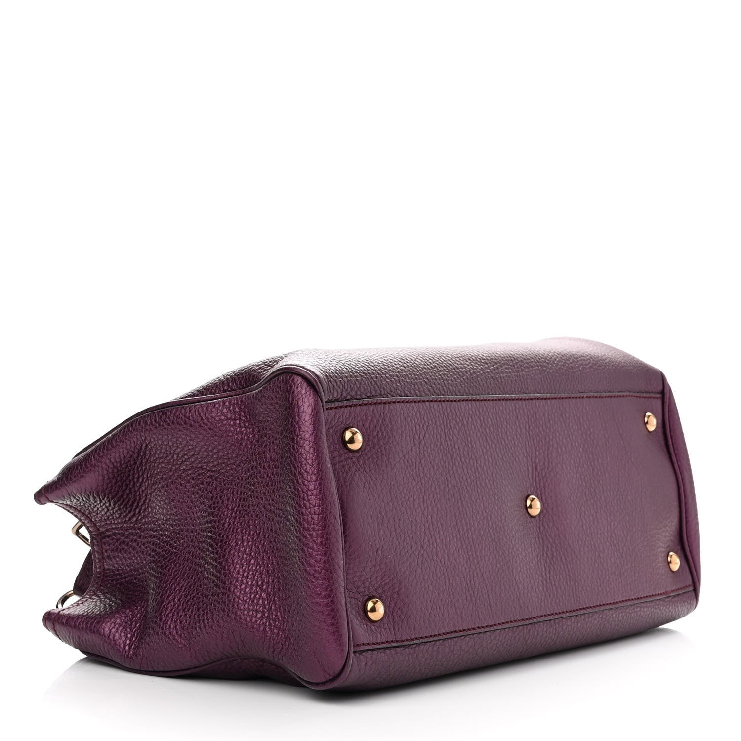 Gucci Pebbled Calfskin Medium Bamboo Shopper Tote Purple 4 of 13