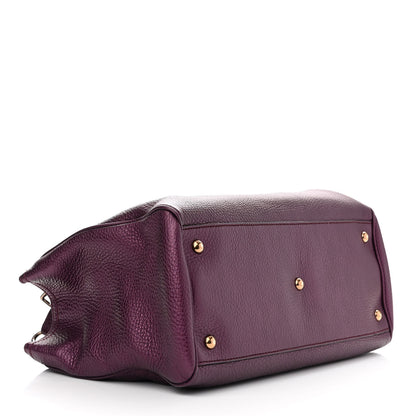 Gucci Pebbled Calfskin Medium Bamboo Shopper Tote Purple 4 of 13