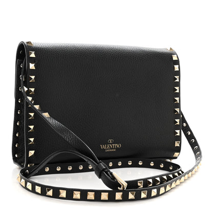 Valentino Garavani Pebbled Calfskin Medium Rockstud Flip Lock Crossbody Bag Black 3 of 9