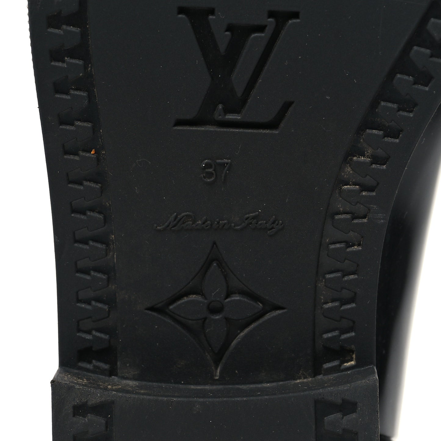 Rubber Embossed Monogram Drops High Rain Boots 37 Black