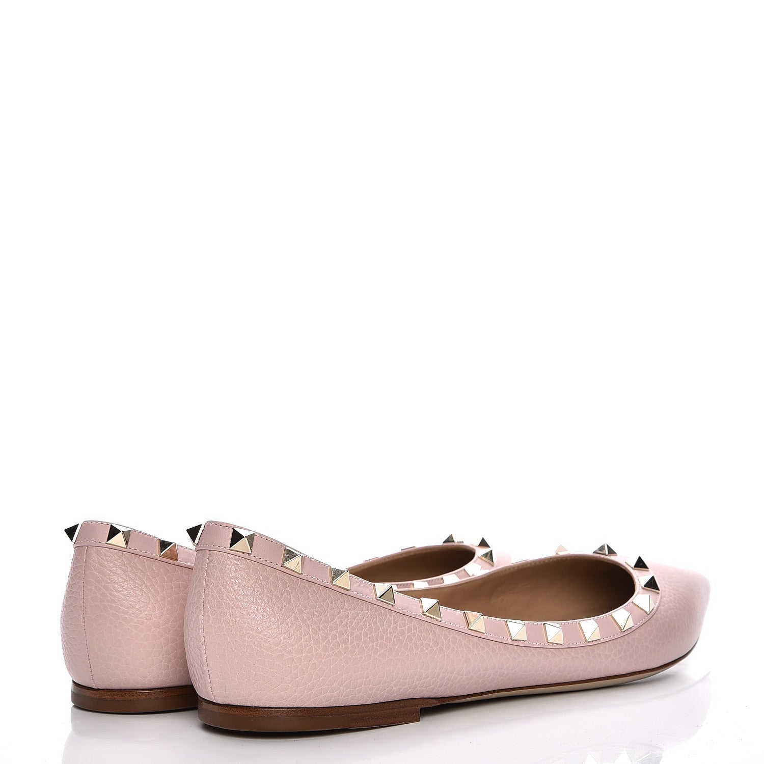 Valentino Garavani Pebbled Calfskin Rockstud Ballerina Flats 41.5 Water Rose 4 of 8