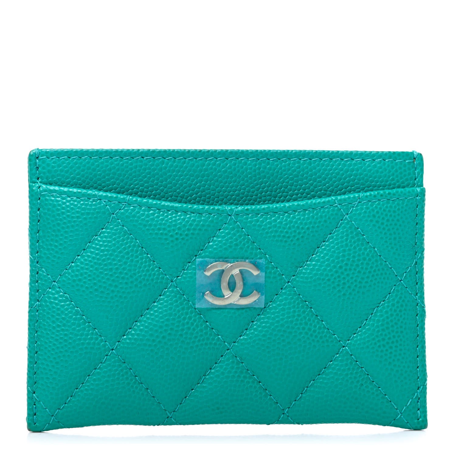 Chanel Caviar Quilted Card Holder Turquoise 1 of 8