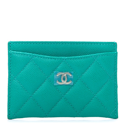 Chanel Caviar Quilted Card Holder Turquoise 1 of 8
