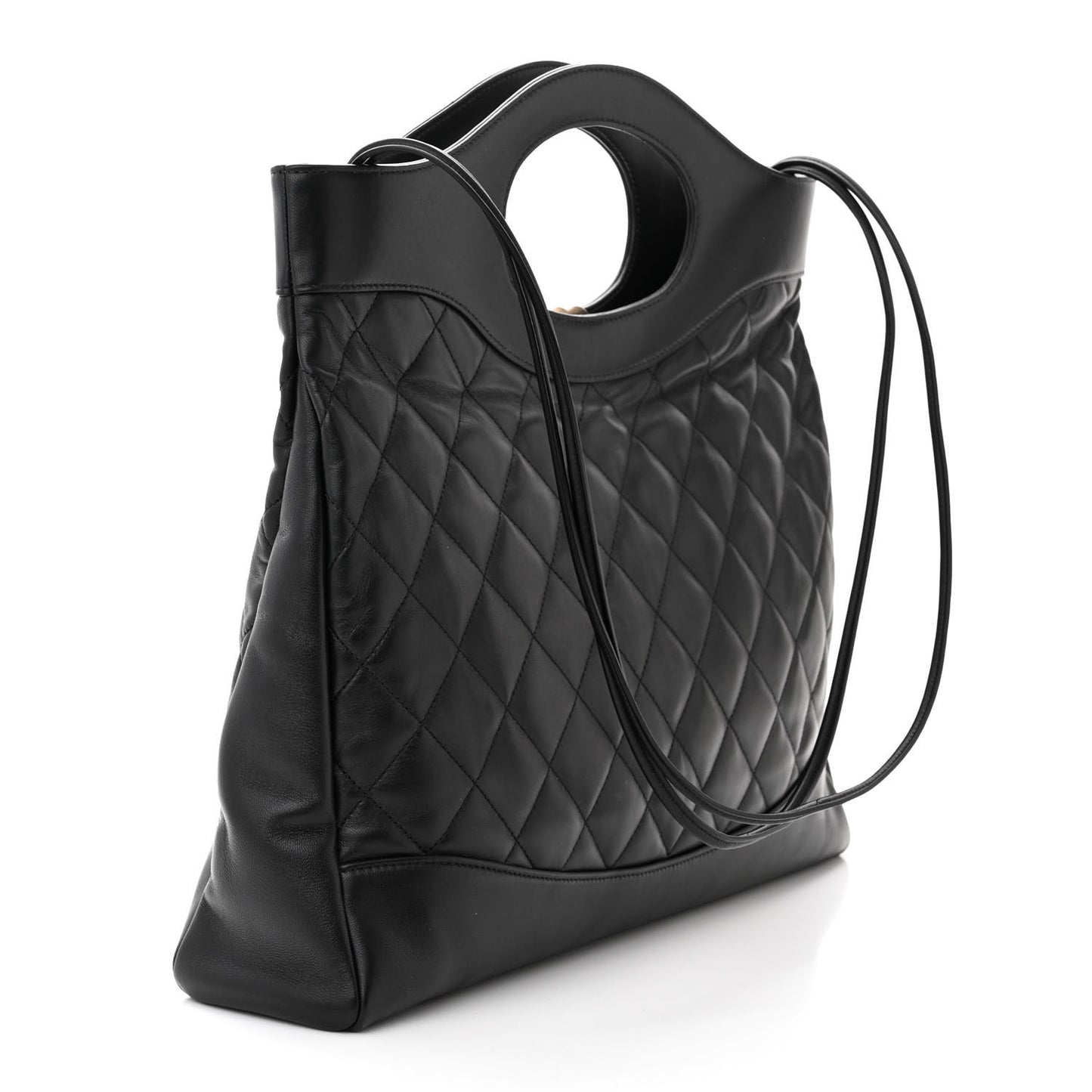 Lambskin Quilted Large 31 Shopping Bag Black