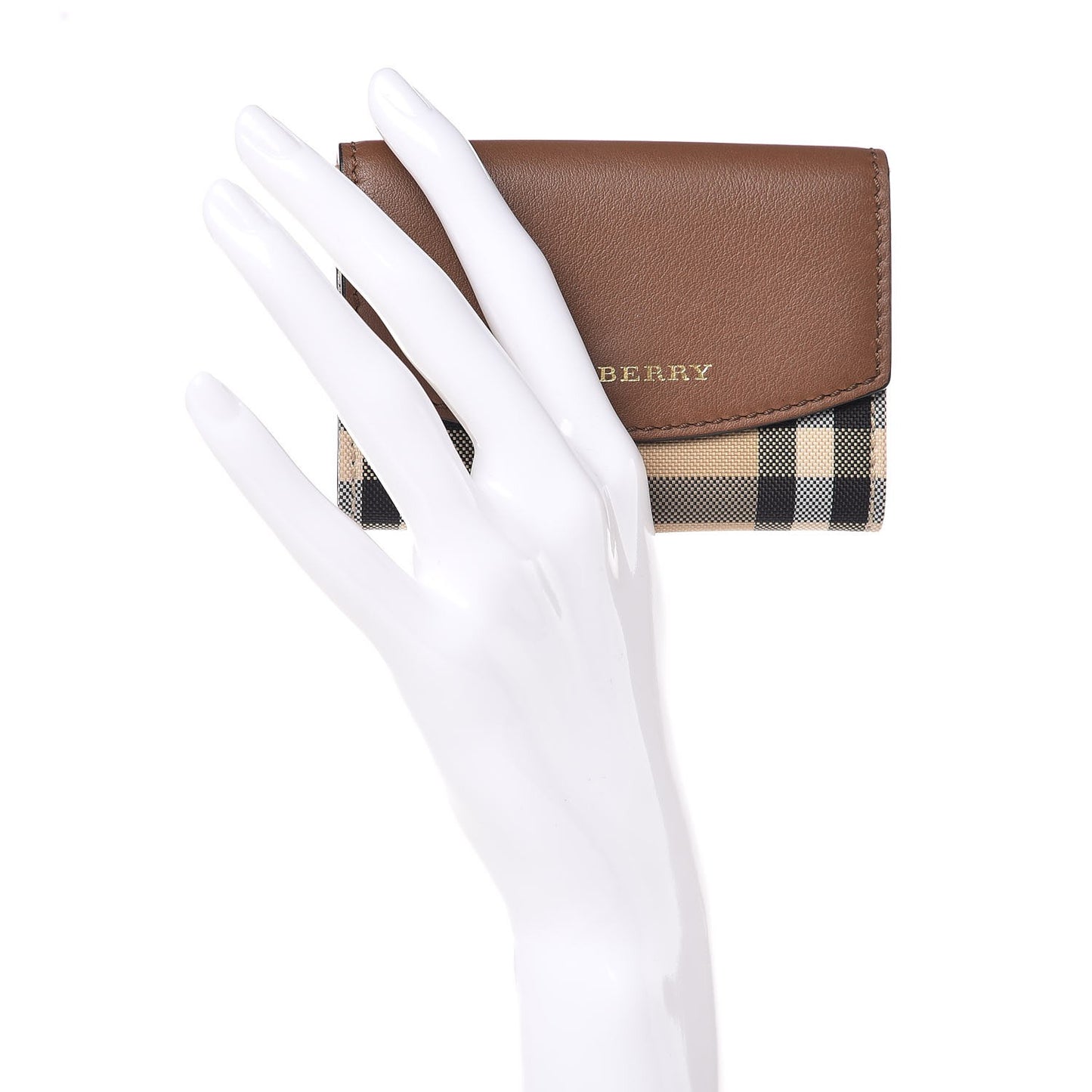 Calfskin Horseferry Check Chesam Card Case Tan