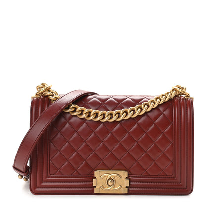 Chanel Lambskin Quilted Medium Boy Flap Dark Red 1 of 9