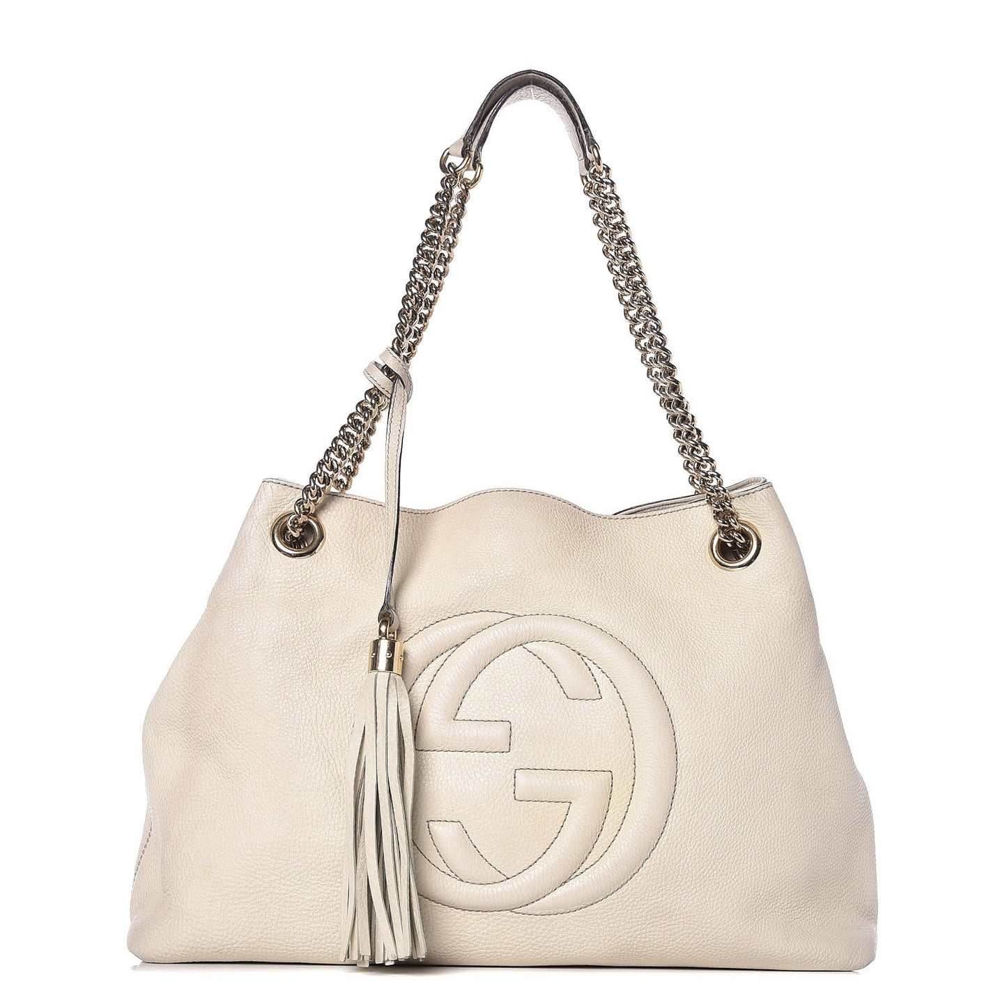 Pebbled Calfskin Medium Soho Chain Shoulder Bag Off White
