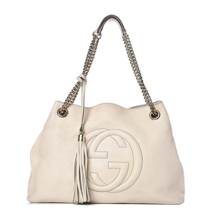 Gucci Pebbled Calfskin Medium Soho Chain Shoulder Bag Off White 1 of 16