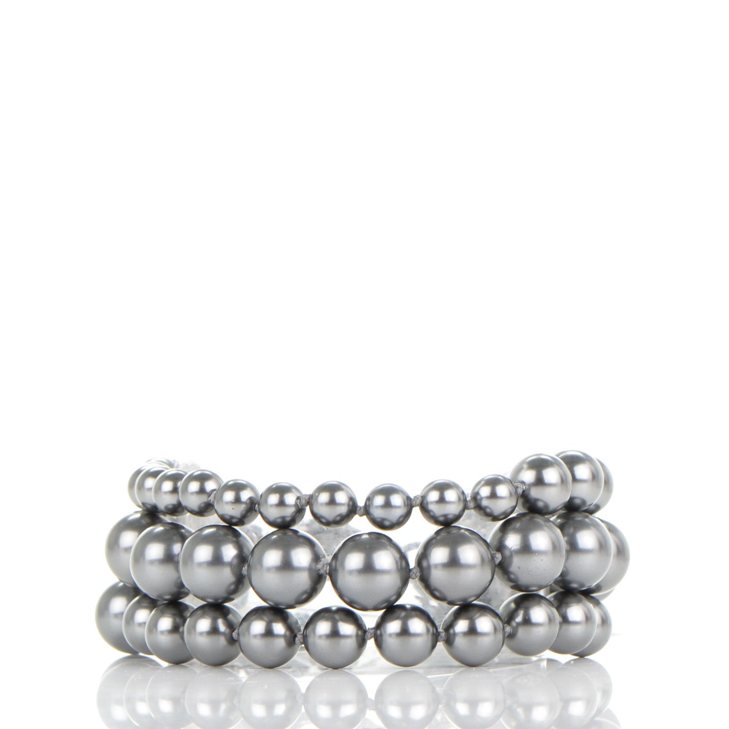 Chanel Pearl Bead CC Multistrand Bracelet Pearly Grey 1 of 4