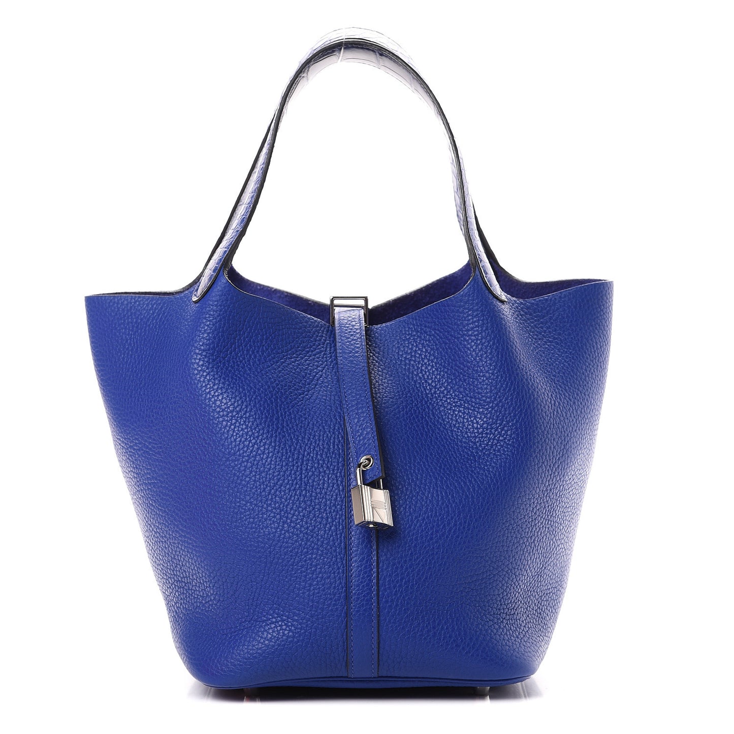 Taurillon Clemence Matte Alligator Picotin Lock Touch 22 MM Bleu Electrique