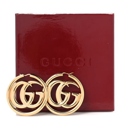 Gucci Metal GG Marmont Hoop Earrings Gold 5 of 5