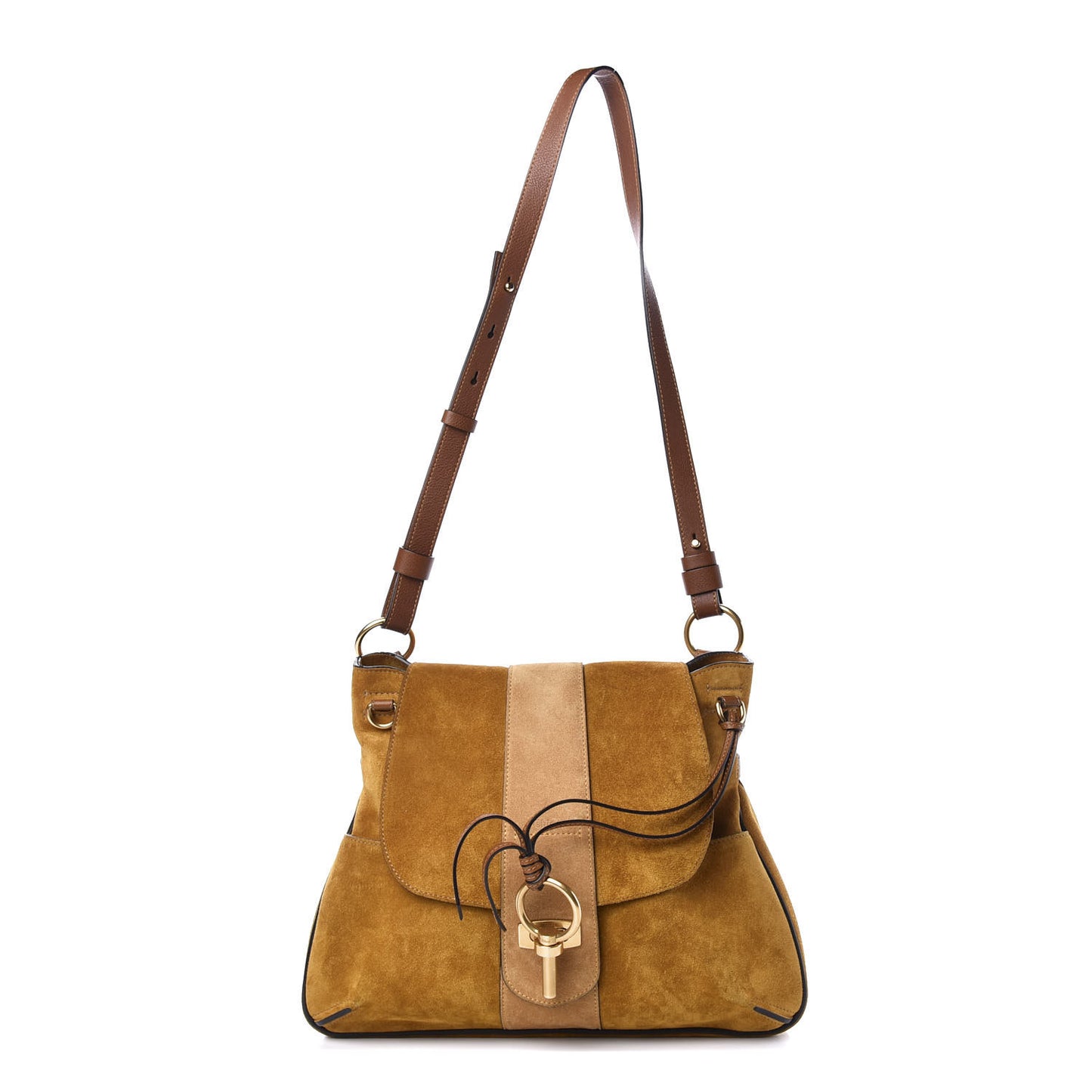 Suede Medium Lexa Shoulder Bag Mustard Brown