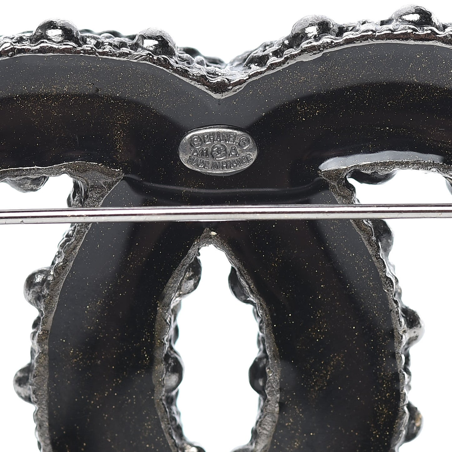 Ruthenium Beaded Chain CC Large Brooch