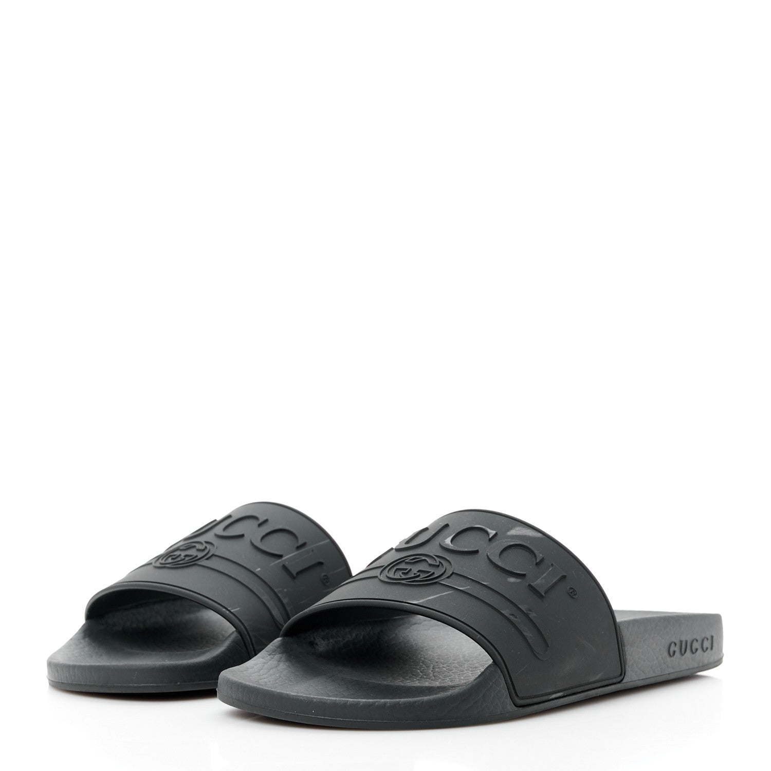 Gucci Rubber Womens Logo Slide Sandals 37 Black 3 of 10