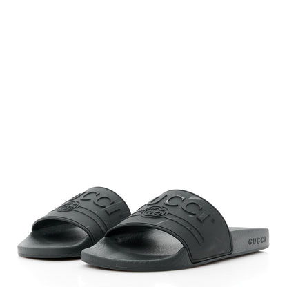 Gucci Rubber Womens Logo Slide Sandals 37 Black 3 of 10