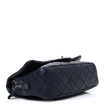 Chanel Deerskin Quilted Casual Journey Flap Dark Blue 4 of 10