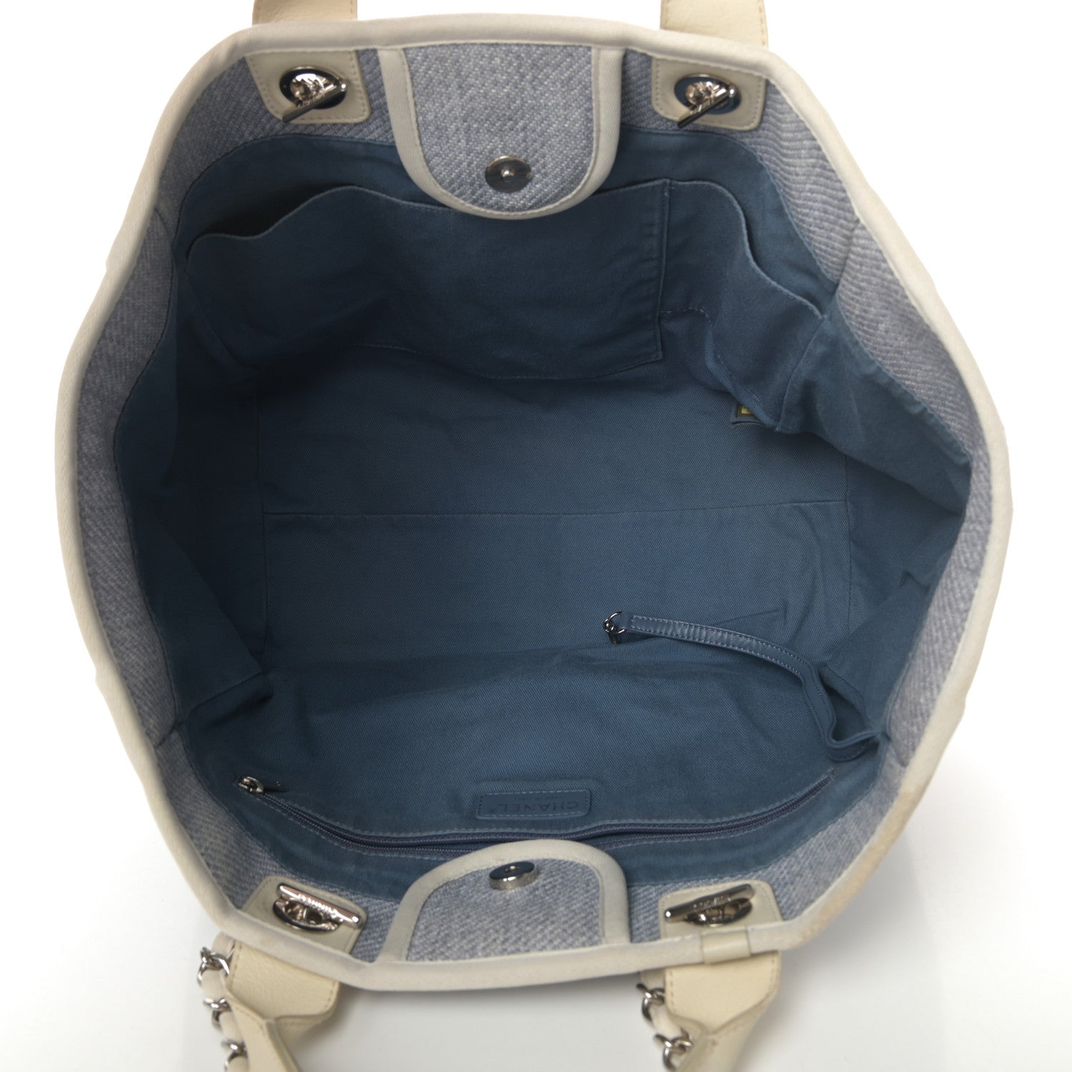 Chanel Canvas Medium Deauville Tote Light Blue 5 of 16