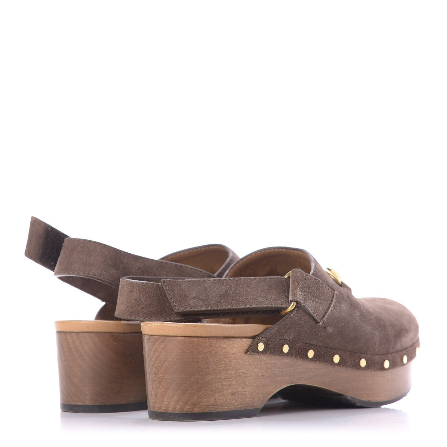 Suede Horsebit Amstel Slingback Clogs 36 Taupe