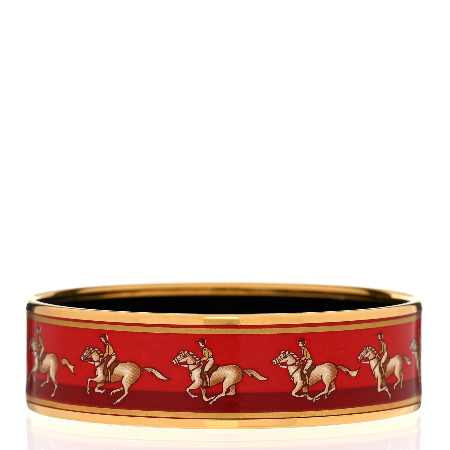 Hermes Enamel Printed Wide Bracelet 70 Red 3 of 5