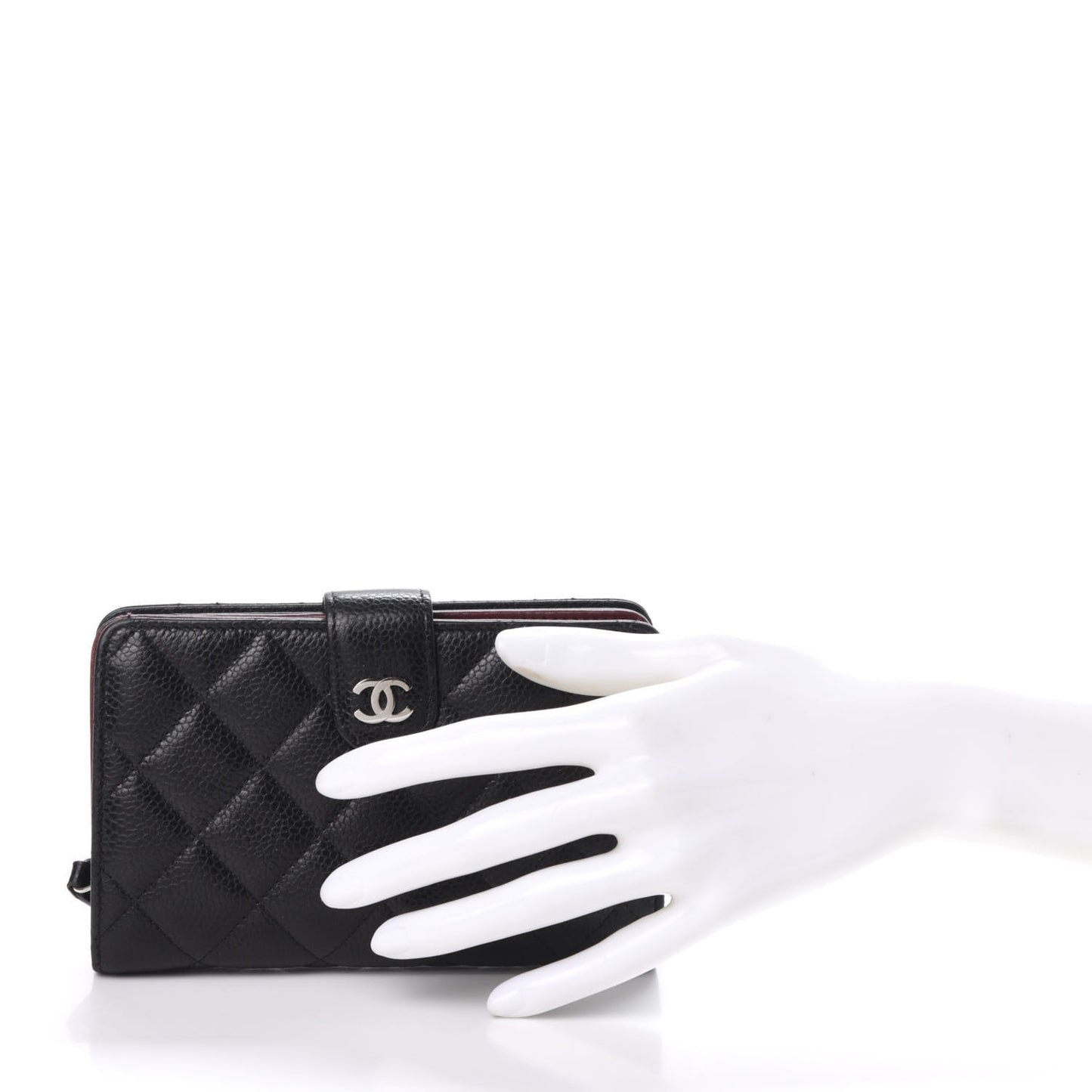 Caviar Quilted Zipped Pocket Wallet Black