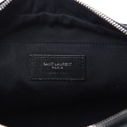Saint Laurent Cracked Shiny Calfskin Matelasse Monogram Lou Camera Bag Black 6 of 9