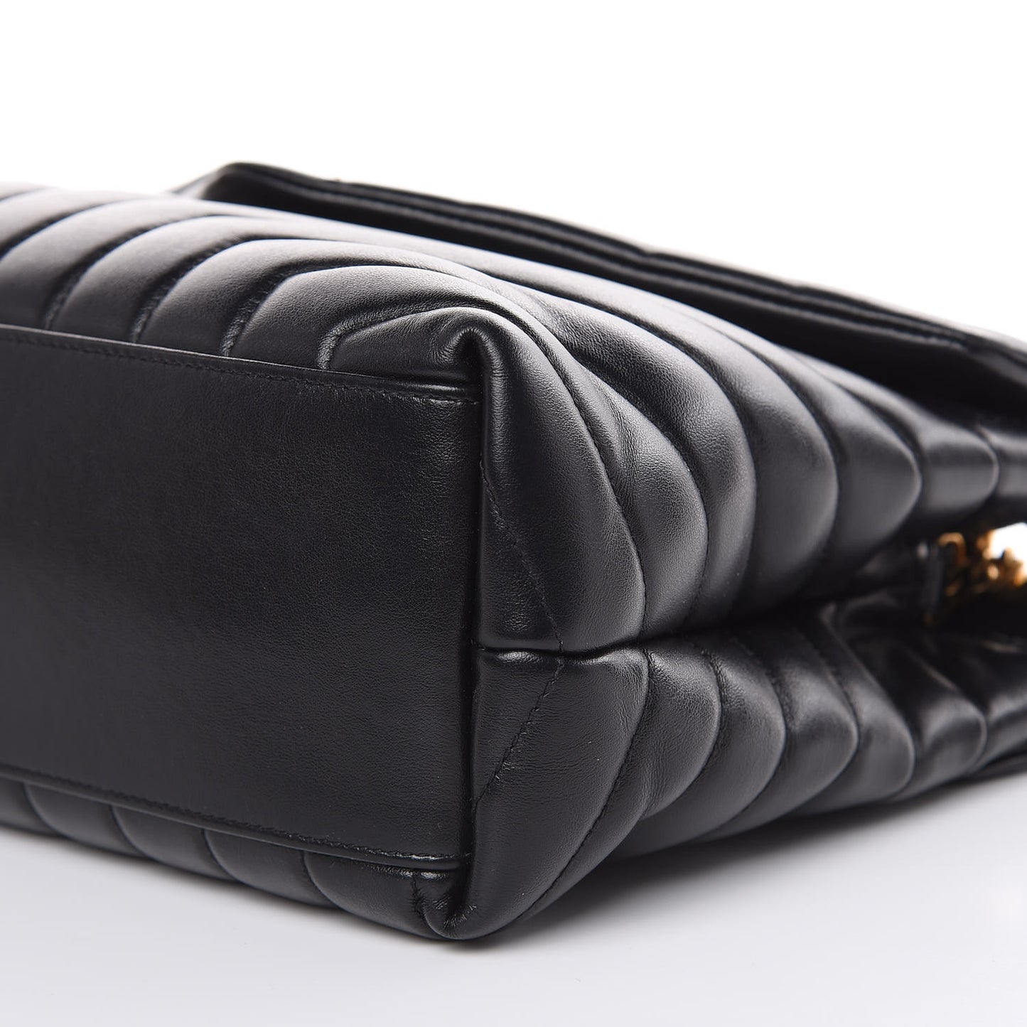 Calfskin Y Quilted Monogram Medium Loulou Chain Satchel Black
