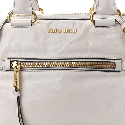 Miu Miu Vitello Shine Zip Tote Talco 10 of 14