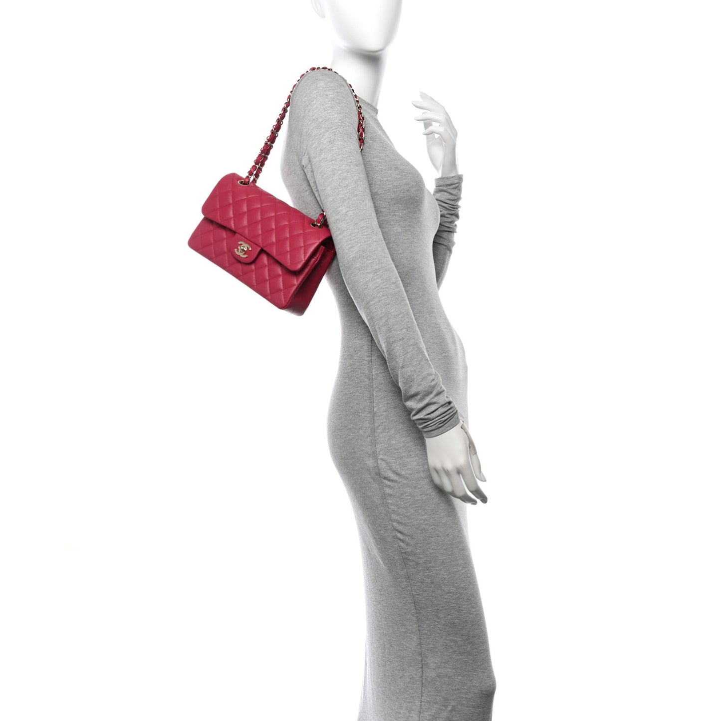 Caviar Quilted Small Double Flap Dark Pink