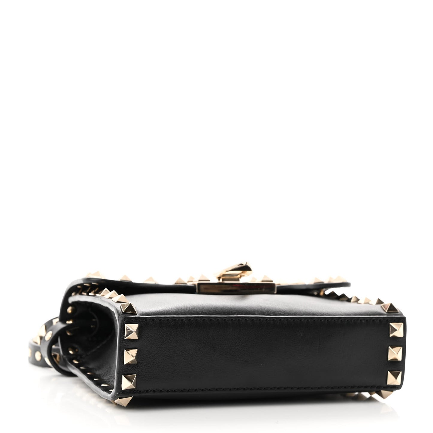 Vitello Mini Rockstud Flip Lock Crossbody Bag Black