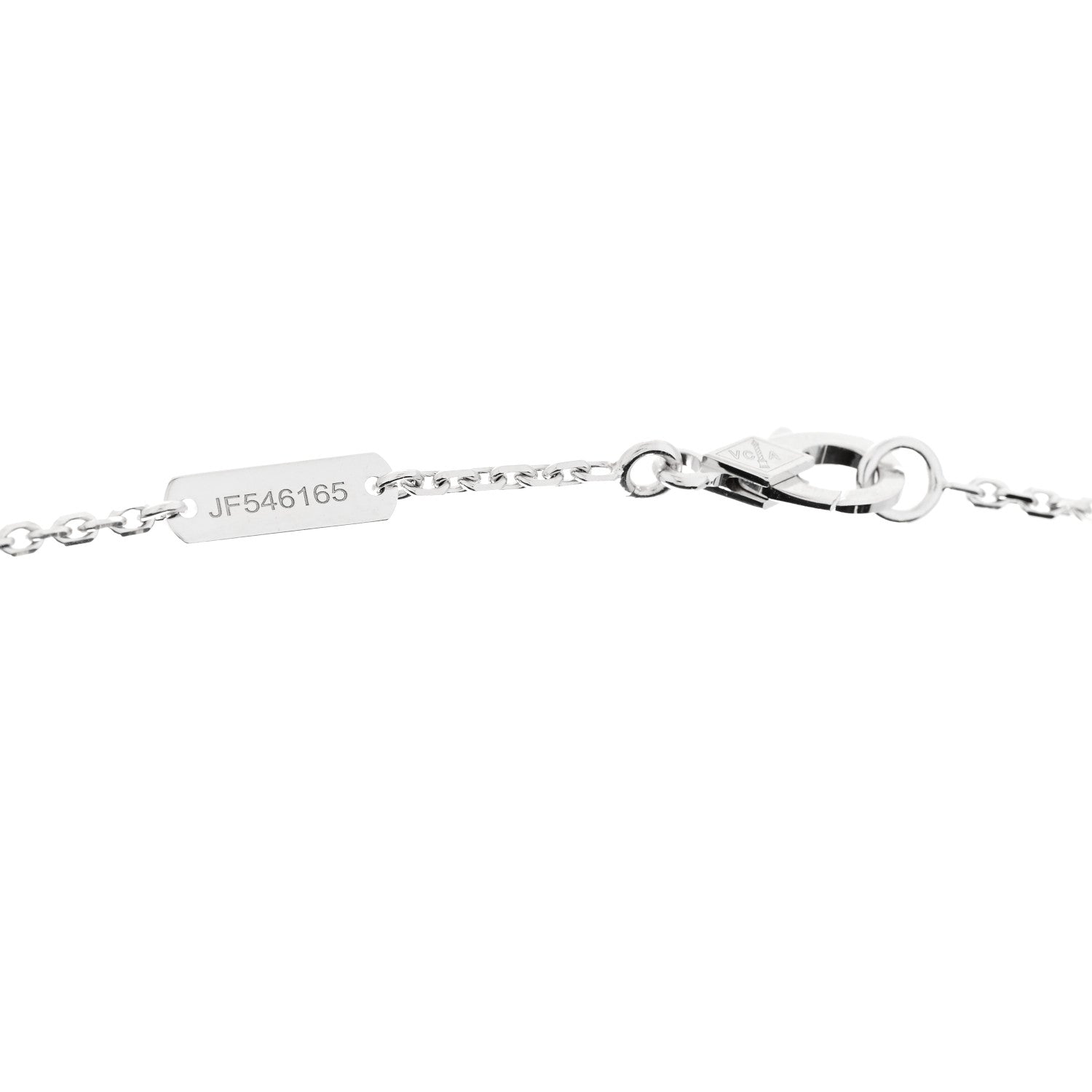 Van Cleef & Arpels 18K White Rose Gold Diamond Guilloche Vintage Alhambra Pendant Necklace 5 of 6