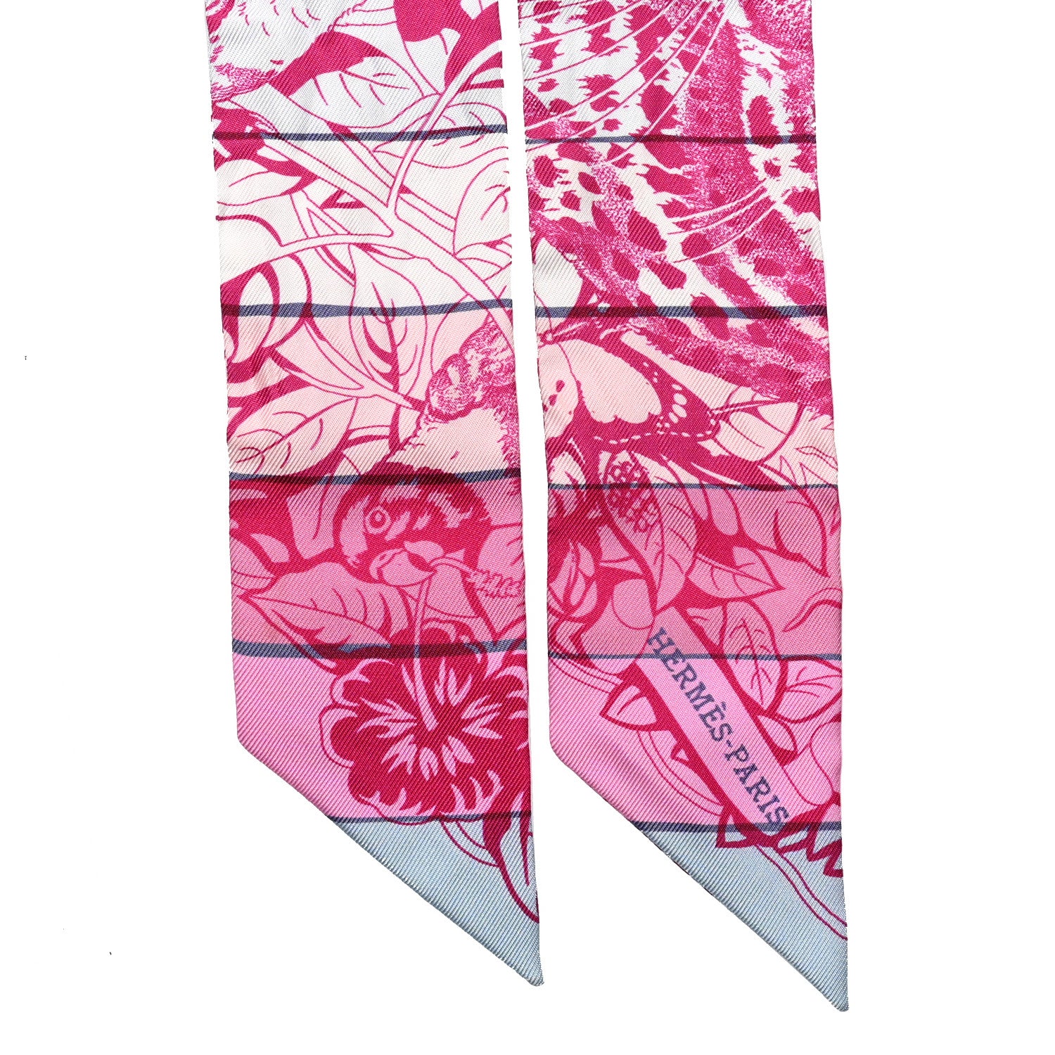 Hermes Silk Jungle Love Rainbow Twilly Fuchsia Bleu Ciel 2 of 4