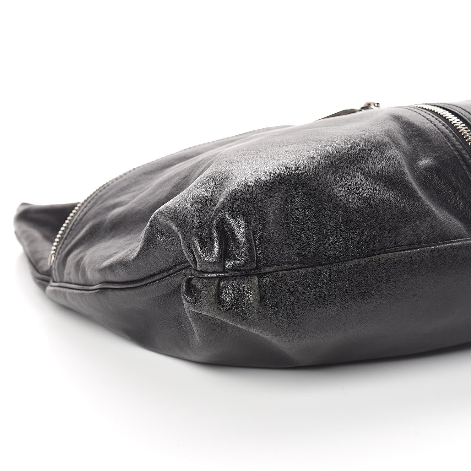 Fendi Sheepskin Zipper Hobo Black 8 of 9