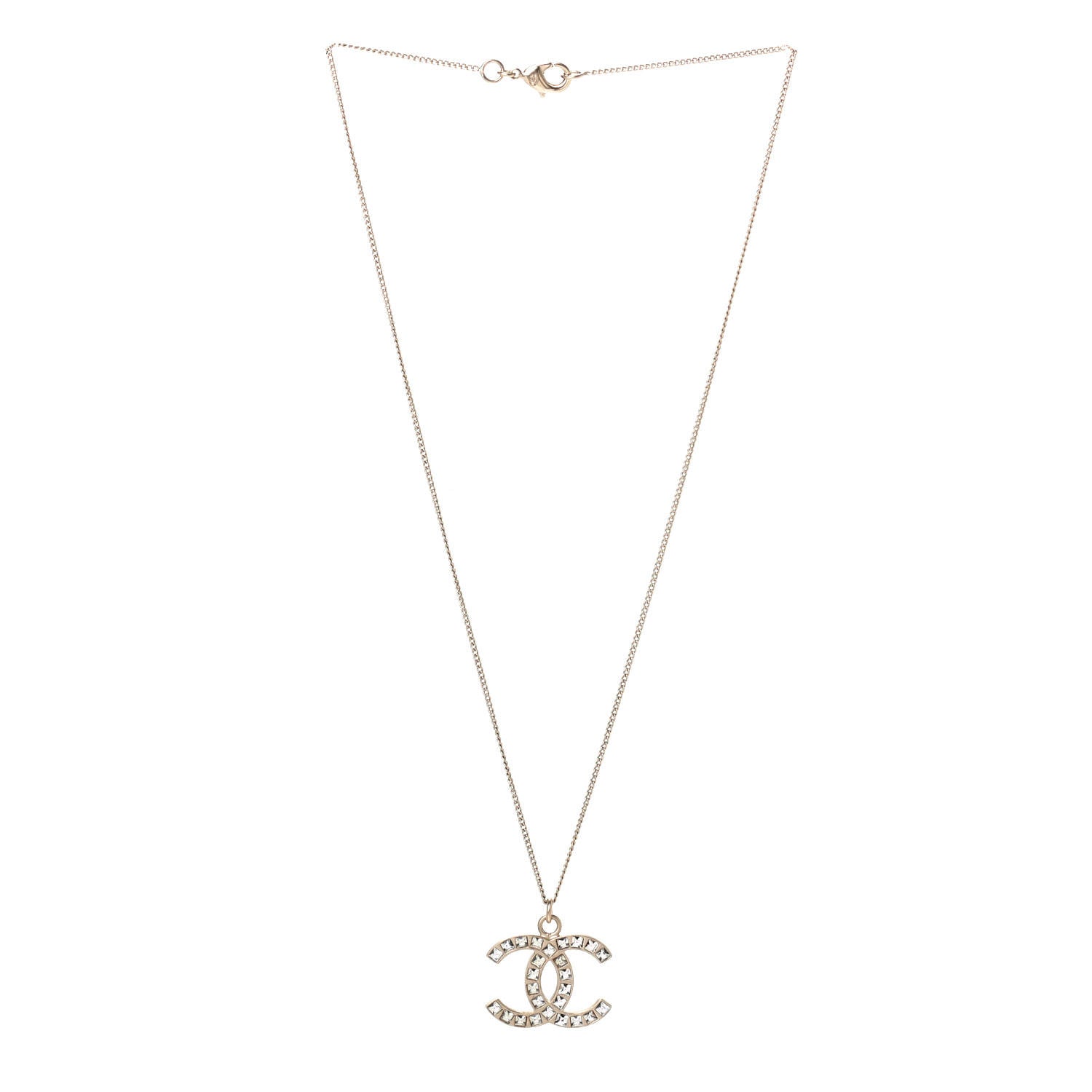 Chanel Baguette Crystal CC Necklace Light Gold 2 of 4